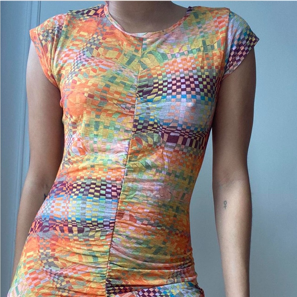 Paloma Wool Multicolor Geometric Short Sleeve Midi Dress - Campo Dress